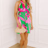 Sunset Sangria Satin Floral Mini Dress Image 1