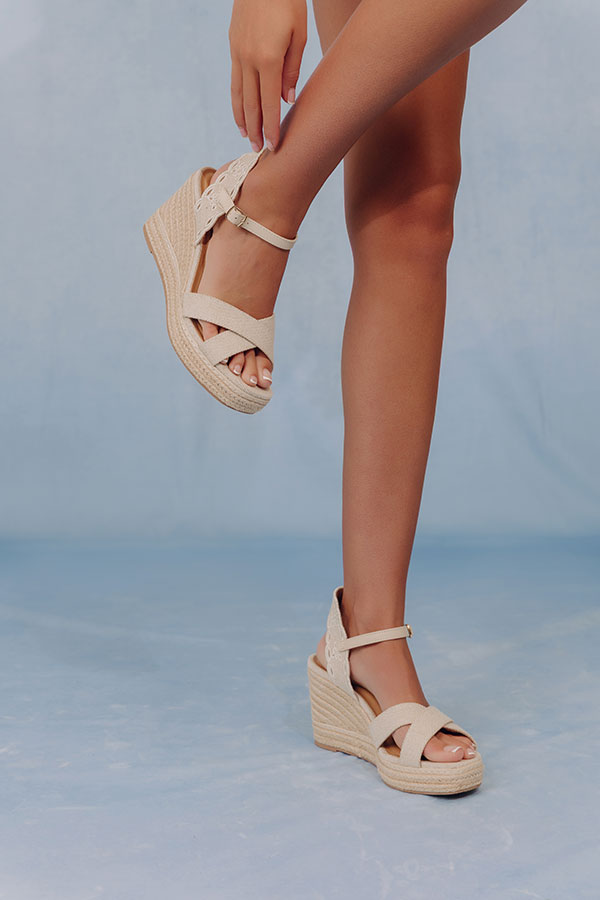The Madeline Espadrille Wedge in Oatmeal