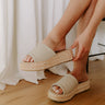 The Quinn Faux Leather Platform Wedge in Light Oatmeal Image 1