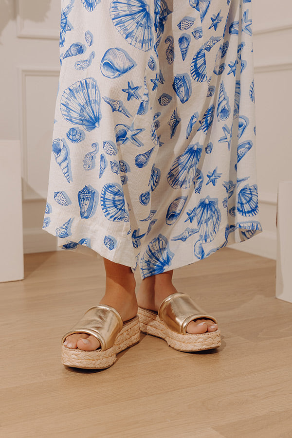 The Quinn Faux Leather Platform Wedge in Gold