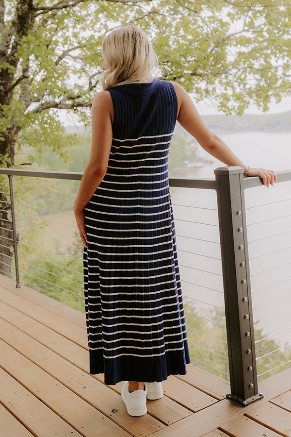 stripe knit maxi dress Sand & Sky Stripe Knit Maxi Dress Comfortable Spring Maxi M