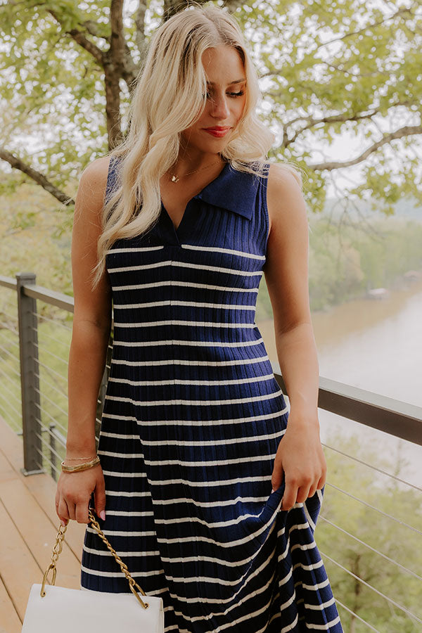Yacht Club Cutie Stripe Knit Maxi Dress L / Navy Yacht Club Cutie Stripe Knit Maxi Dress L / Navy