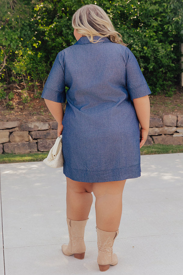 Casual Hangout Chambray Mini Dress Curves Image - 3