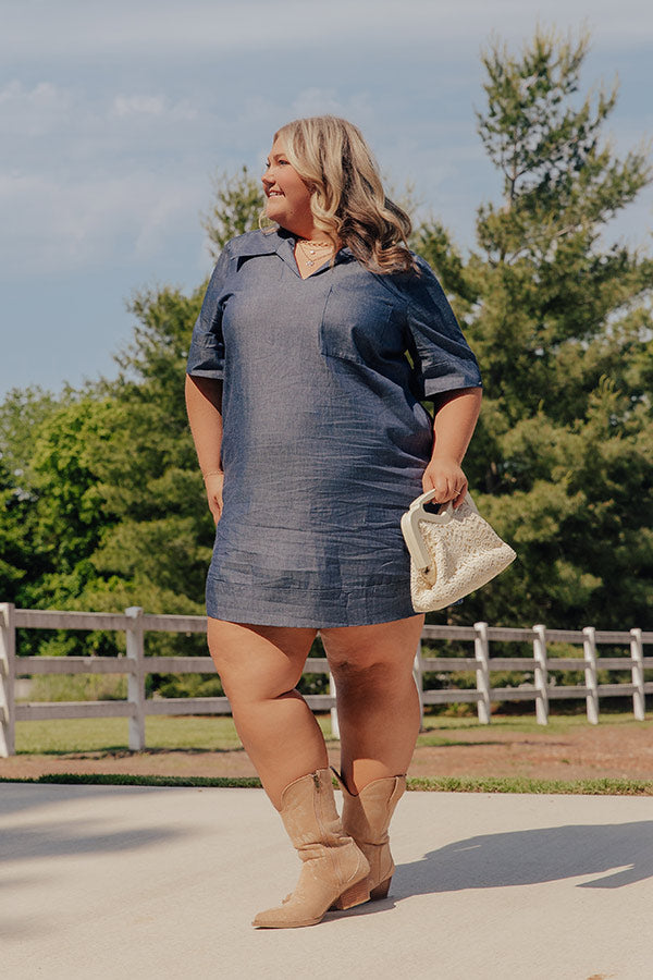 Casual Hangout Chambray Mini Dress Curves Image - 5