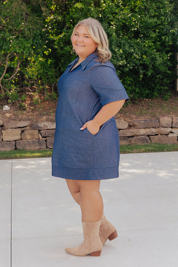 Casual Hangout Chambray Mini Dress Curves Image - 4