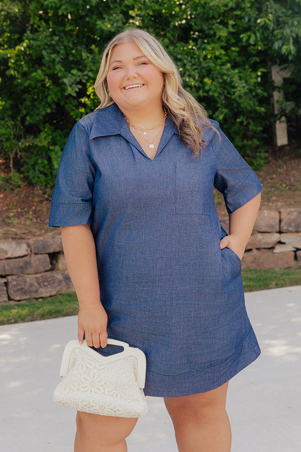 Casual Hangout Chambray Mini Dress Curves Image - 2
