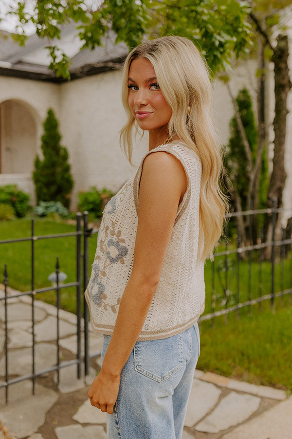 Boho Lifestyle Floral Knit Vest Top Image 5