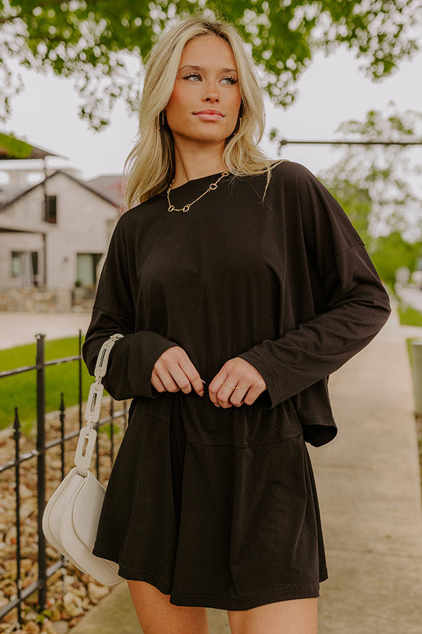 Flight Plans High Waist Knit Shorts in Black Image 1