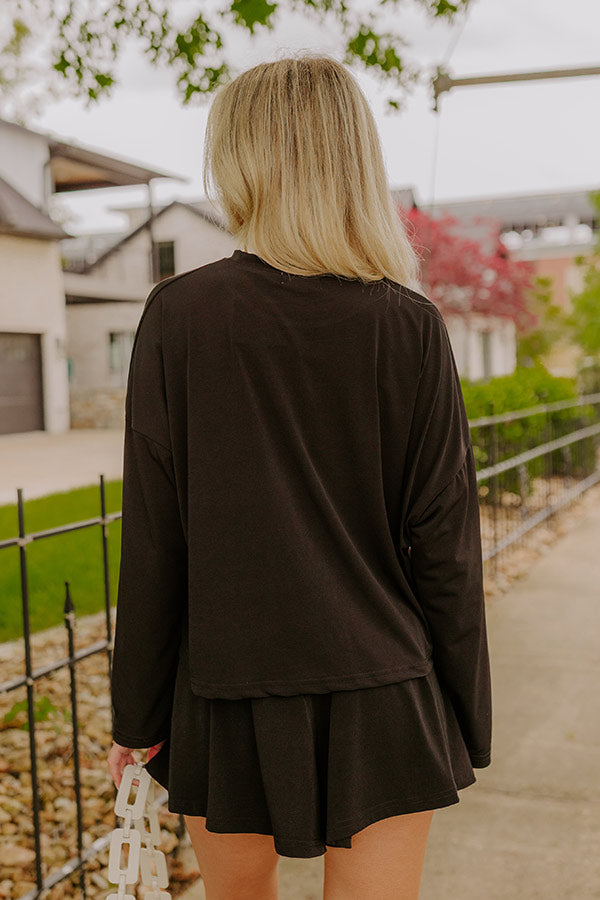 Flight Plans Knit Tee in Black Image 3