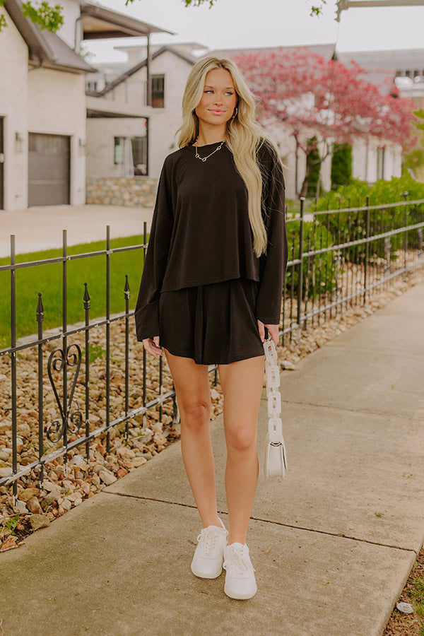 Flight Plans Knit Tee in Black Image 1