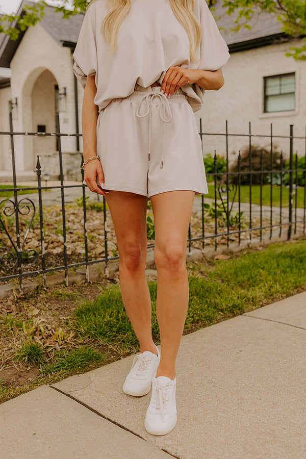 Everyday Chic High Waist Shorts in Taupe Image 3