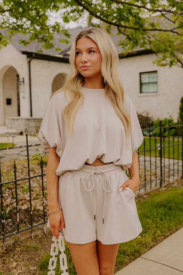 Everyday Chic High Waist Shorts in Taupe Image 1