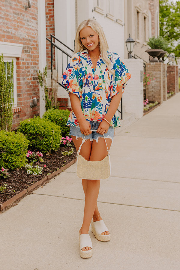 Cozumel Cutie Floral Top in Blue Image 2