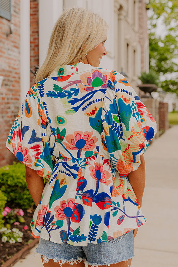 Cozumel Cutie Floral Top in Blue Image 5