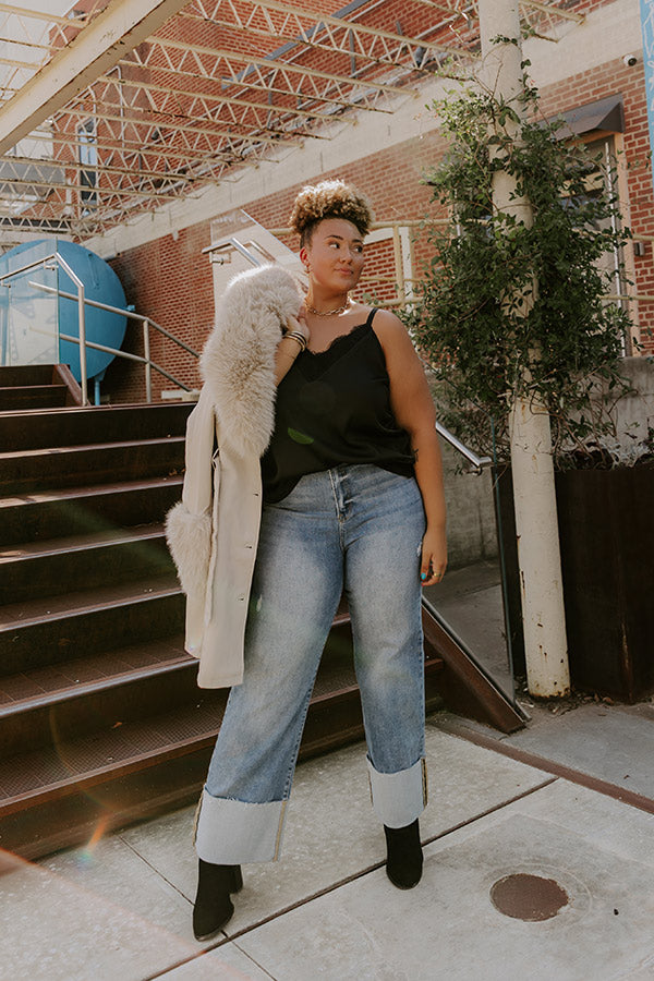 RISEN Ellie High Waist Straight Leg Cuffed Jean Curves