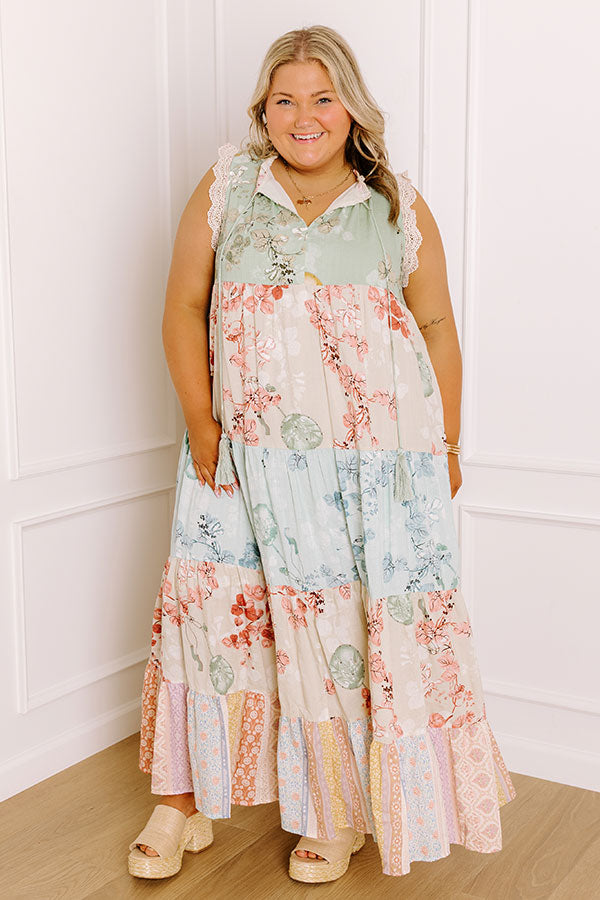 Garden Party Cutie Color Block Maxi Dress Curves Garden Party Cutie Color Block Maxi Dress Curves