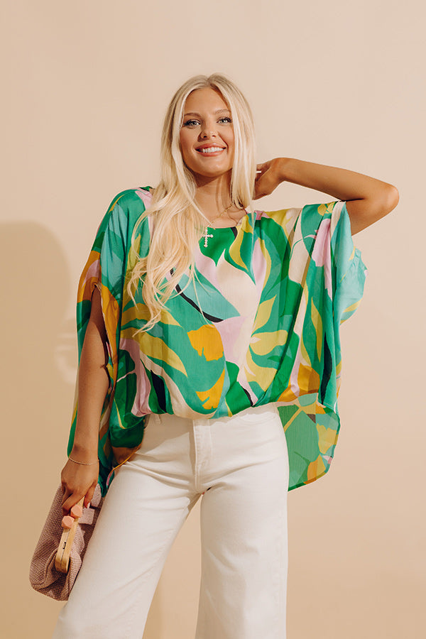 Shades Of Paradise Caftan Top in Green