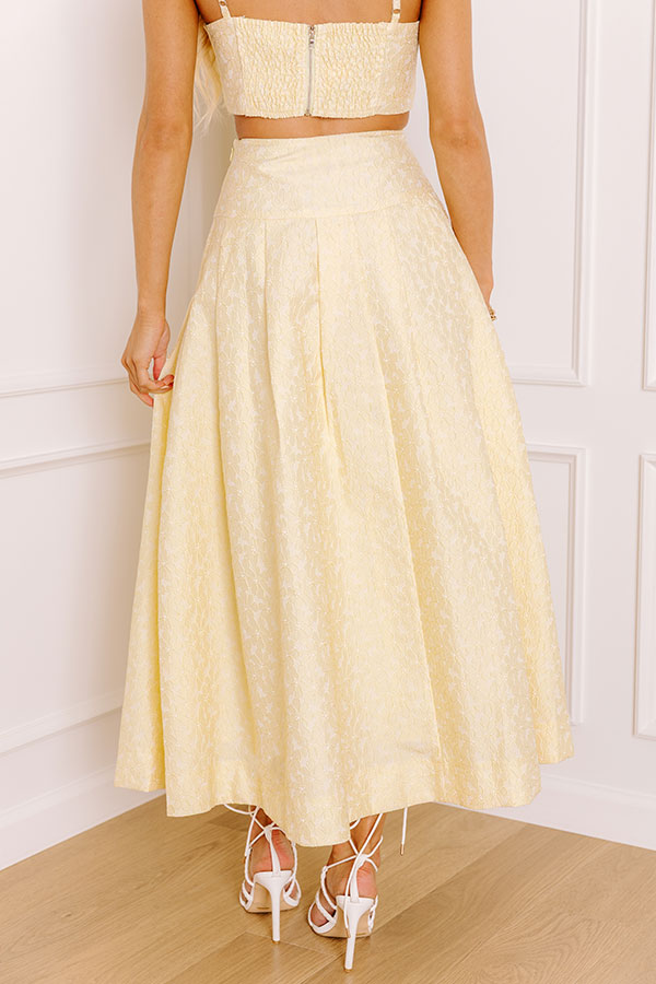 Conservatory Stroll High Waist Floral Jacquard Midi Skirt Image - 5