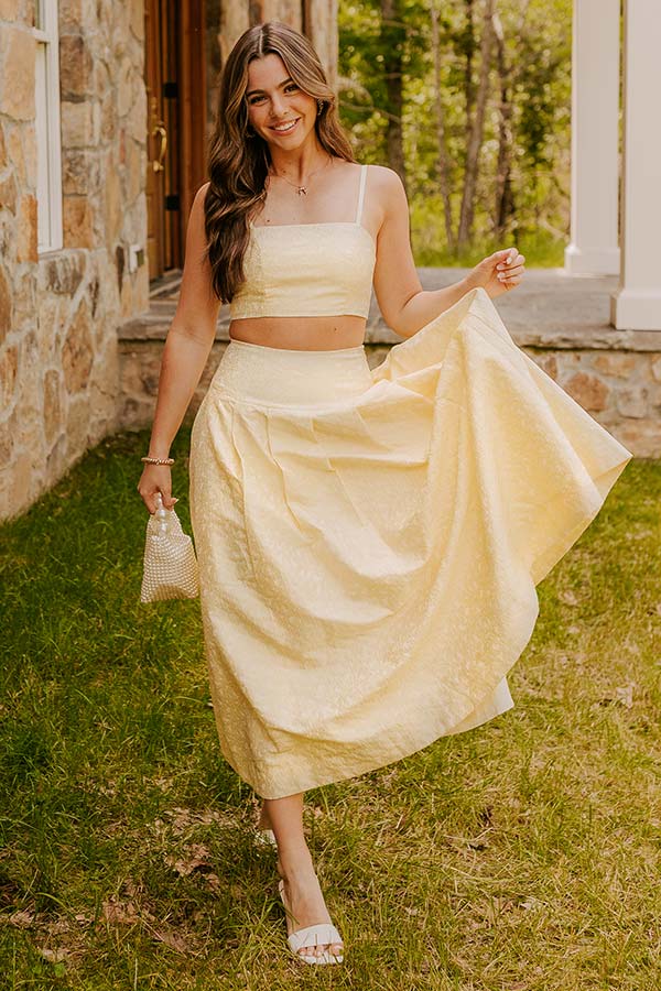 Conservatory Stroll High Waist Floral Jacquard Midi Skirt Image - 2