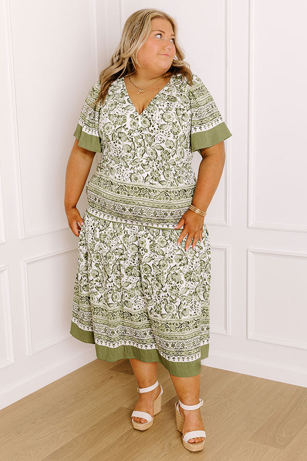 Bright Days Ahead Floral Midi Dress in Olive Curves Image 2