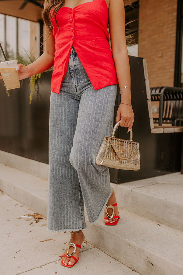 The Brinley Midrise Wide Leg Stripe Jean