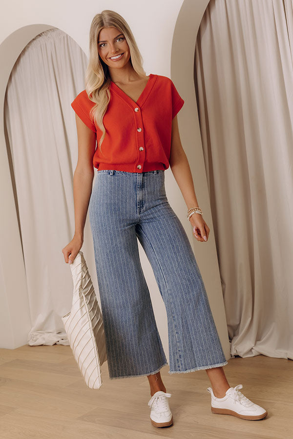 The Brinley Midrise Wide Leg Stripe Jean Image - 1
