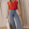 The Brinley Midrise Wide Leg Stripe Jean Image - 1