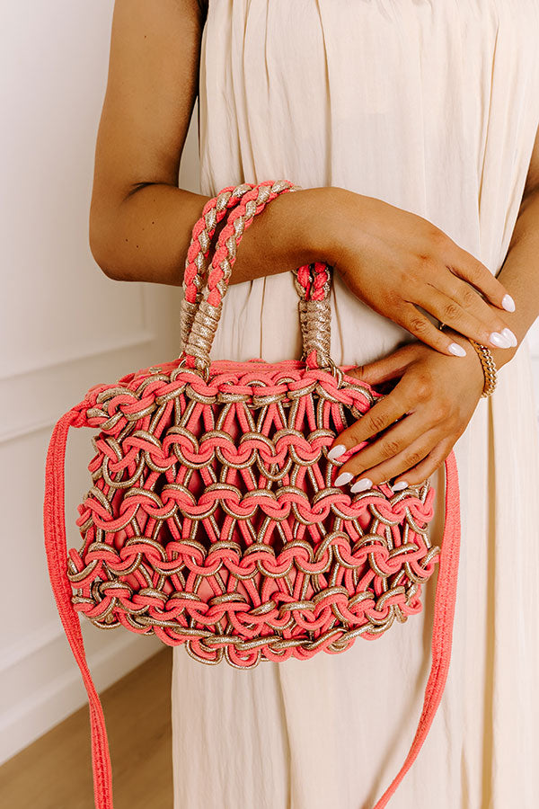 Oceanside Bliss Woven Purse in Coral Image 1