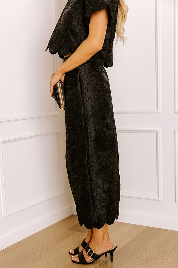 Garden Soiree High Waist Jacquard Maxi Skirt in Black Image 4