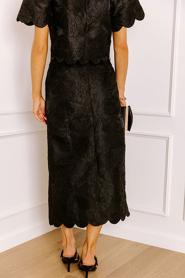 Garden Soiree High Waist Jacquard Maxi Skirt in Black Image 5