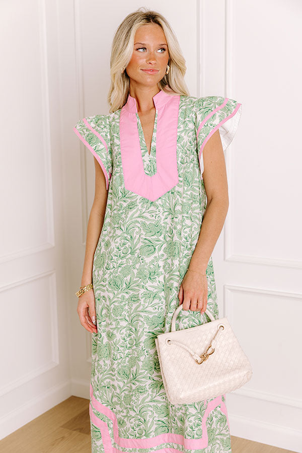 Veranda Views Floral Midi Dress in Green Image 2