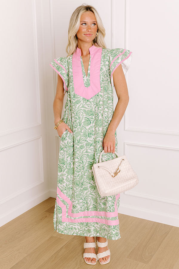 Veranda Views Floral Midi Dress in Green Image 3