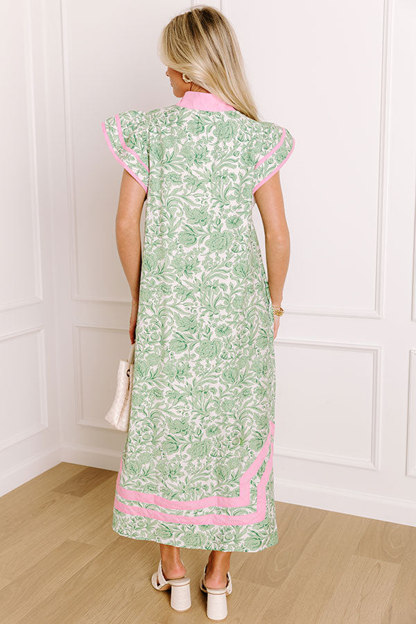 green and pink floral midi dress Veranda Views Floral Midi Dress in Green – Impressions Online Boutique