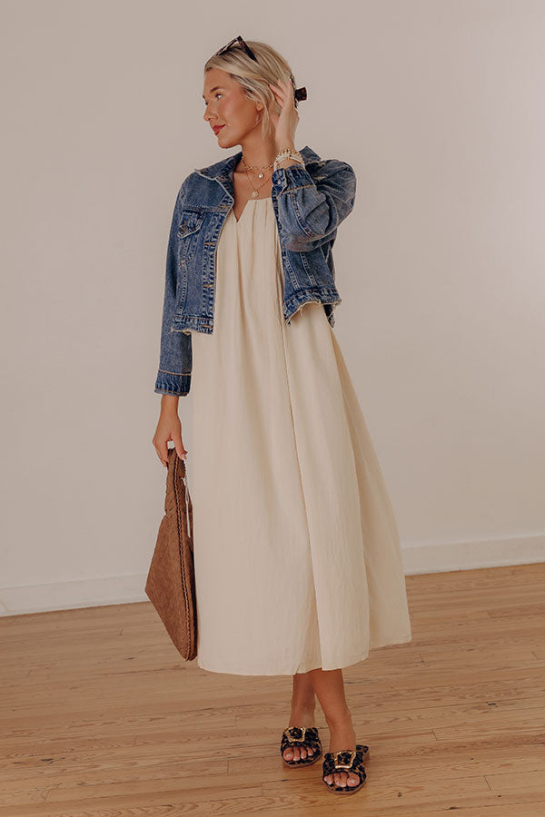 Villa Views Midi Dress in Champagne