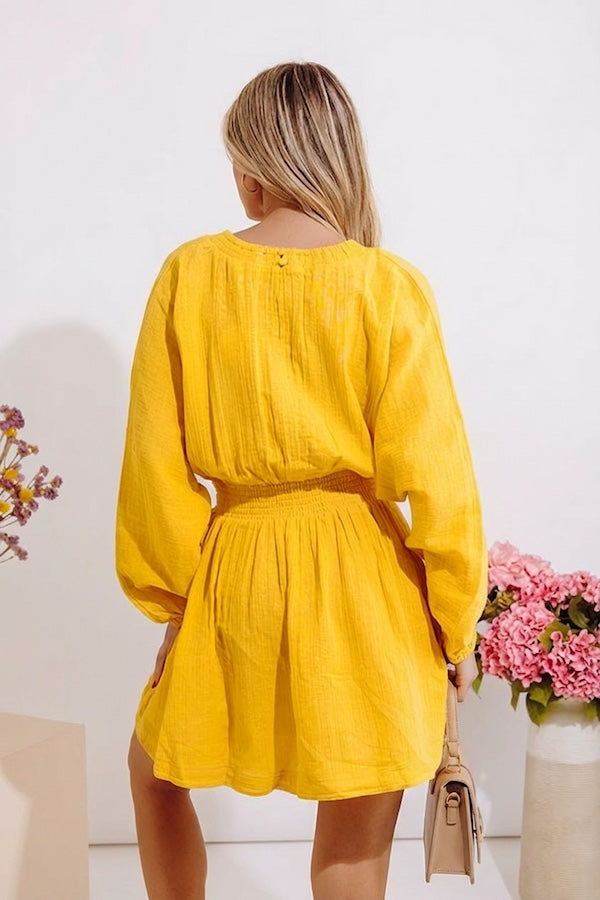 Fun In The Sun Gauze Mini Dress M / marigold Fun In The Sun Gauze Mini Dress M / marigold