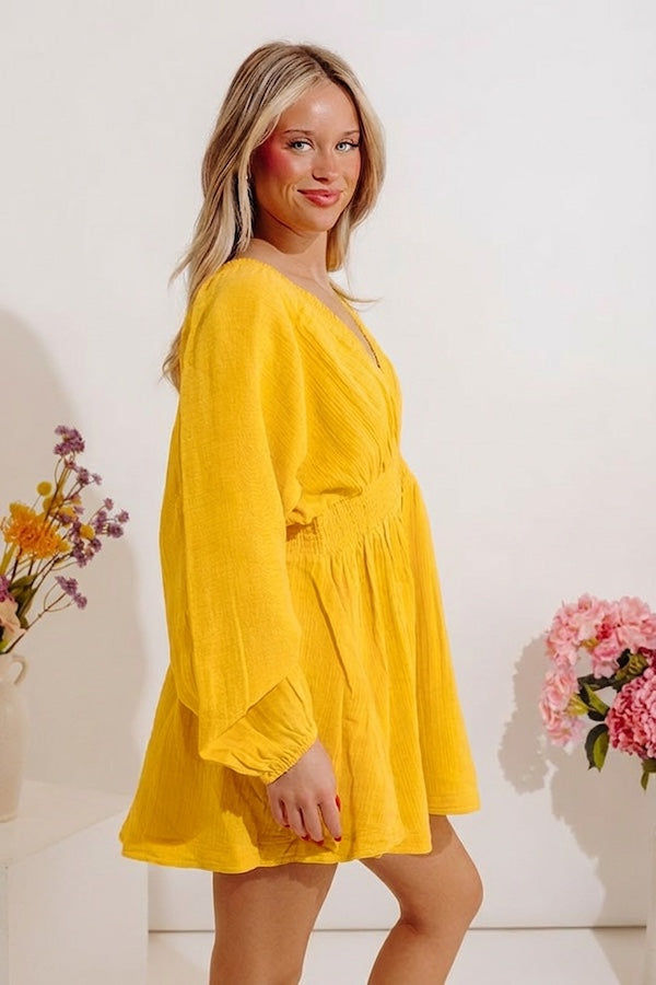 Fun In The Sun Gauze Mini Dress M / marigold Fun In The Sun Gauze Mini Dress M / marigold