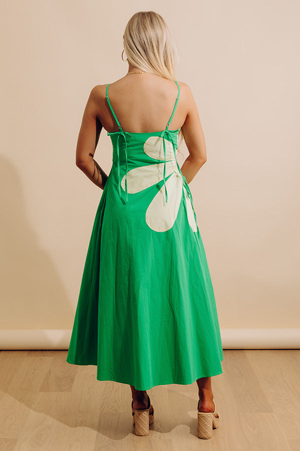 Floral Daydream Cut Out Midi Dress in Green Image - 2