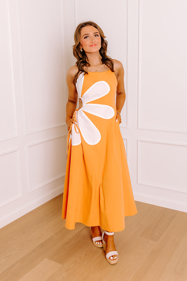 Floral Daydream Cut Out Midi Dress in Orange S / Orange Floral Daydream Cut Out Midi Dress in Orange S / Orange