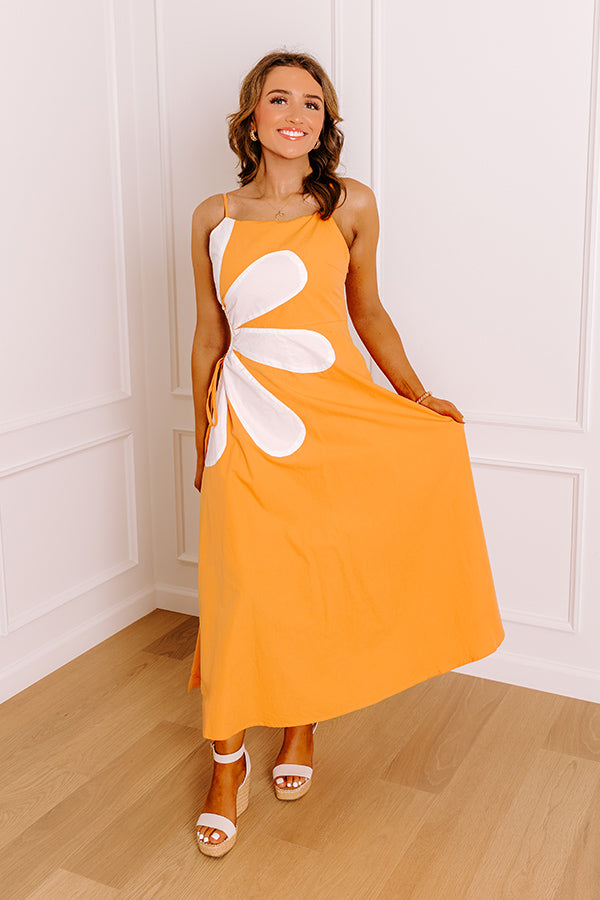 Floral Daydream Cut Out Midi Dress in Orange S / Orange Floral Daydream Cut Out Midi Dress in Orange S / Orange