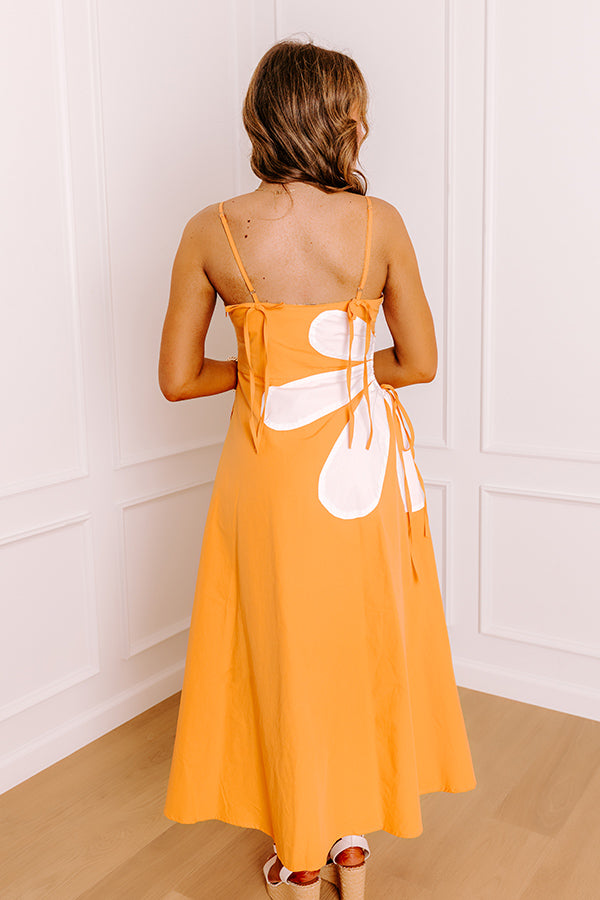 Floral Daydream Cut Out Midi Dress in Orange S / Orange Floral Daydream Cut Out Midi Dress in Orange S / Orange