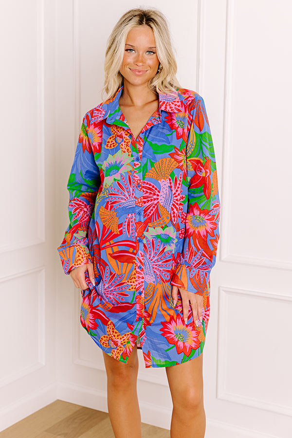 Tropic Allure Floral Button Down Mini Dress Image 1