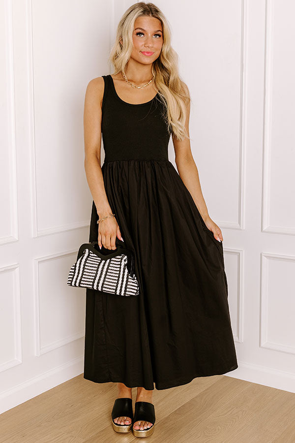 Courtyard Charm Midi Dress in Black Image 5