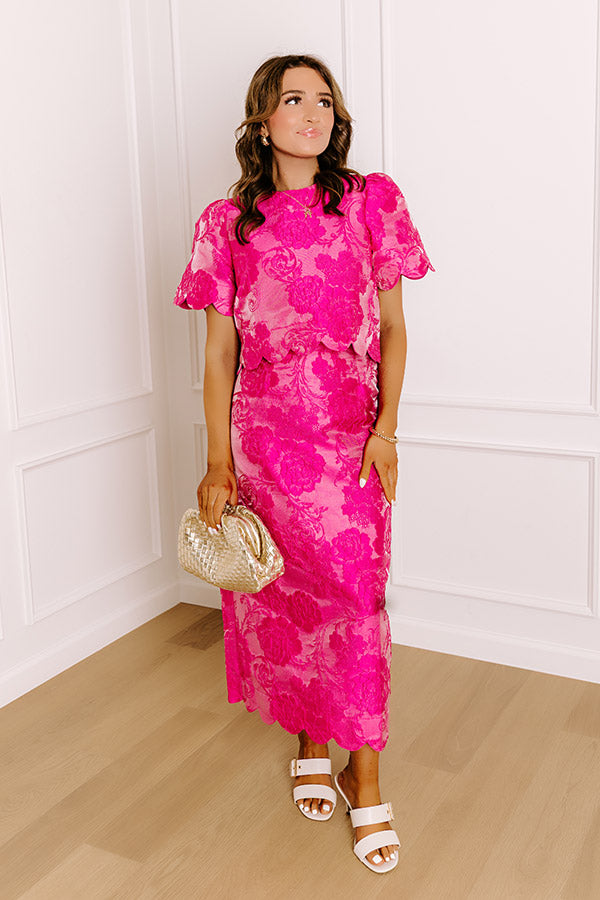 Garden Soiree Floral Jacquard Top in Hot Pink Image 3