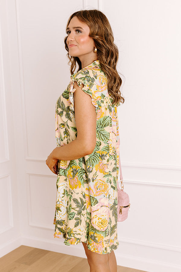 Rose Reverie Linen-Blend Mini Dress Image 3