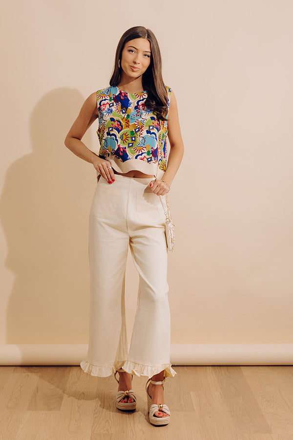 Tropical Tango Linen-Blend Top Image - 1