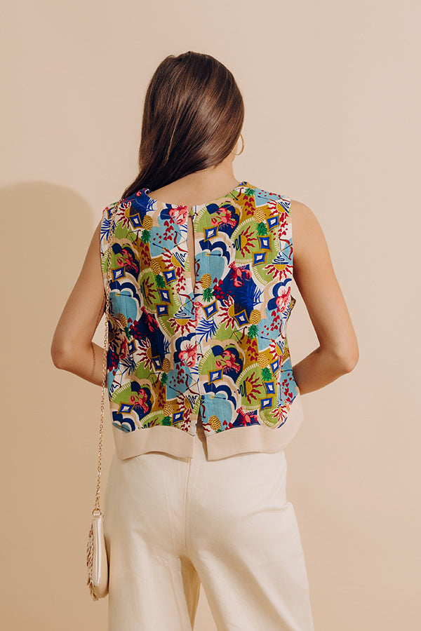 Tropical Tango Linen-Blend Top Image - 4