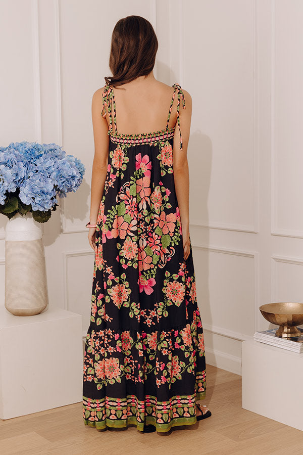 Capri Villa Floral Maxi Dress in Black Image - 3