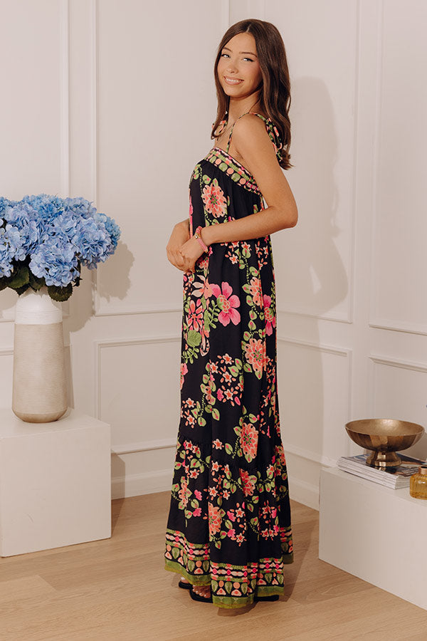 Capri Villa Floral Maxi Dress in Black Image - 5