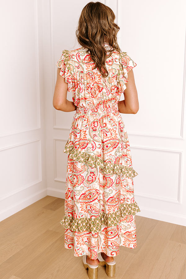 Paisley Picnic Asymmetrical Ruffle Midi Dress  Image 5