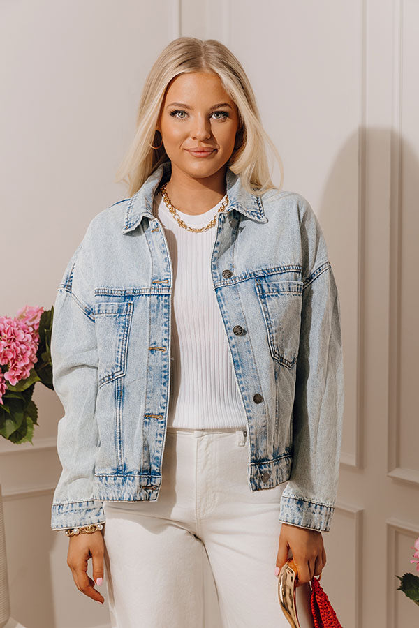 Classic Charm Denim Jacket in Light Wash Image - 2